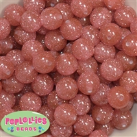 16mm Clear Coral Glitter Acrylic Gumball Bead