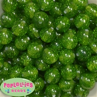 16mm Clear Green Glitter Acrylic Gumball Bead