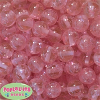 16mm Clear Pink Glitter Acrylic Gumball Bead