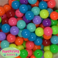 Bulk 16mm Mixed Color Neon Beads 100pc