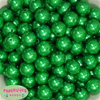 Bulk 16mm Christmas Green Pearl Beads 100pc