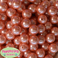16mm Coral Faux Acrylic Pearl Bubblegum Beads Bulk