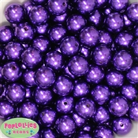 16mm Dark Purple Faux Acrylic Pearl Bubblegum Beads Bulk