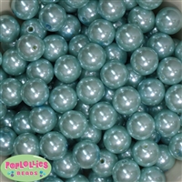 16mm Light Blue Faux Acrylic Pearl Bubblegum Beads