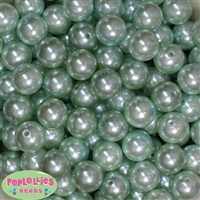 16mm Mint Green Faux Acrylic Pearl Bubblegum Beads Bulk