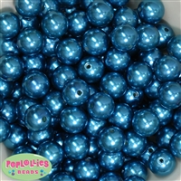 16mm Peacock Blue Faux Acrylic Pearl Bubblegum Beads Bulk