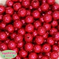 16mm Red Faux Acrylic Pearl Bubblegum Beads Bulk