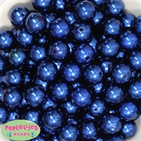 16mm Royal Blue Faux Acrylic Pearl Bubblegum Beads Bulk