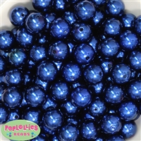 16mm Royal Blue Faux Acrylic Pearl Bubblegum Beads
