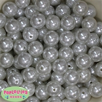 16mm White Faux Acrylic Pearl Bubblegum Beads Bulk