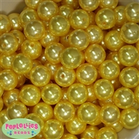 16mm Yellow Faux Acrylic Pearl Bubblegum Beads  Bulk