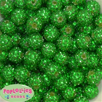 16mm Christmas Green Rhinestone Beads 20 piece