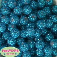 16mm Turquoise Rhinestone Beads 20 piece