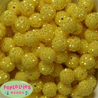 16mm Yellow Rhinestone Bubblegum Beads