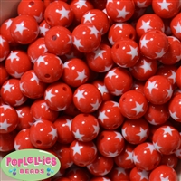 16mm Red Star Acrylic Bubblegum Beads Bulk