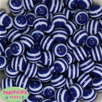 16mm Blue Stripe Resin Bubblegum Beads