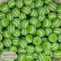 16mm Lime Green Stripe Resin Bubblegum Beads