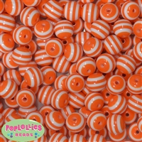 16mm Orange Stripe Resin Bubblegum Beads