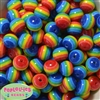 16mm Rainbow Stripe Resin Bubblegum Beads