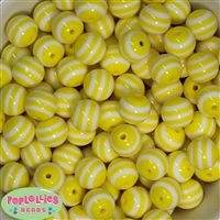 16mm Yellow  Stripe Resin Bubblegum Beads