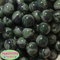20mm Green Camo Print Bubblegum Beads