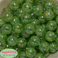 20mm Lime Green Crackle Bubblegum Bead Bulk
