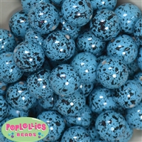 20mm Cyan Splatter Style Acrylic Bubblegum Bead