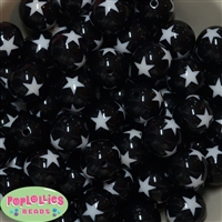 20mm Black Star Acrylic Bubblegum Beads Bulk