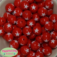 20mm Red Star Acrylic Bubblegum Beads