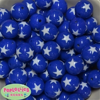 20mm Royal Blue Star Acrylic Bubblegum Beads Bulk
