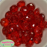 22mm Clear Red Abacus Bubblegum Beads