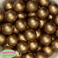 24mm Matte Gold Faux Pearl Bubblegum Beads