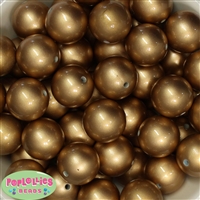 24mm Matte Gold Faux Pearl Bubblegum Beads Bulk