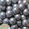 24mm Matte Silver Faux Pearl Bubblegum Beads