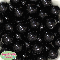 24mm Black Faux Pearl Bubblegum Beads Bulk