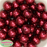 24mm Burgundy Faux Pearl Bubblegum Beads