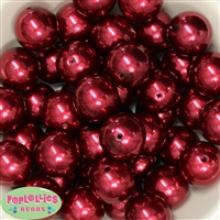 24mm Burgundy Faux Pearl Bubblegum Beads Bulk