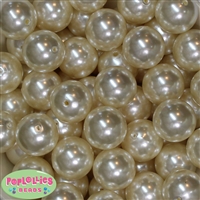 24mm White Faux Pearl Bubblegum Beads Bulk