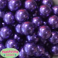 24mm Dark Purple Faux Pearl Bubblegum Beads