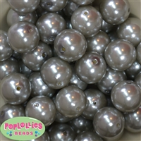 24mm Gray Acrylic Faux Pearl Bubblegum Beads