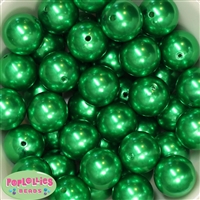 23mm Green Faux Pearl Bubblegum Beads Bulk