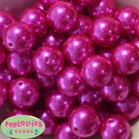 24mm Hot Pink Faux Pearl Bubblegum Beads Bulk