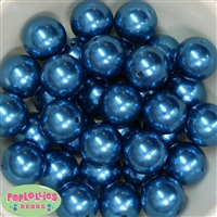 24mm Peacock Blue Faux Pearl Bubblegum Beads