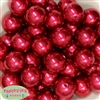 24mm Red Faux Pearl Bubblegum Beads Bulk