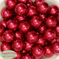 24mm Red Faux Pearl Bubblegum Beads Bulk