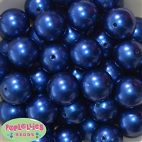 24mm Royal Blue Faux Pearl Bubblegum Beads Bulk