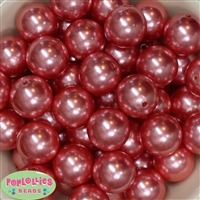 24mm Salmon Faux Pearl Bubblegum Beads Bulk