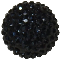 24mm Black Metallic Resin Rhinestone Bubblegum Beads