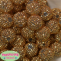 24mm Gold Metallic Resin Rhinestone Bubblegum Beads