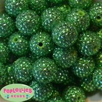 24mm Green Metallic Resin Rhinestone Bubblegum Beads